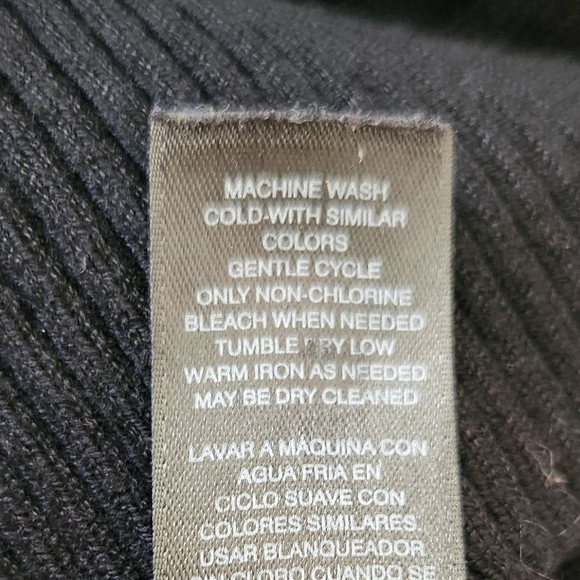 WHBM Black Ribbed Flutter Sleeve Sweater womens size medium - Picture 7 of 12